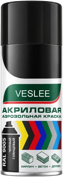 Аэрозольная эмаль универсальная черная глянцевая VESLEE 520 мм RAL 9005