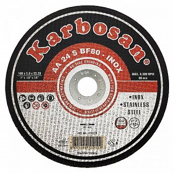 Диск отрезной по нержавеющей стали Karbosan 180х3х22 мм INOX