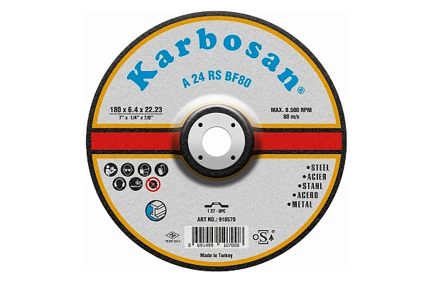 Диск шлифовальный по металлу Karbosan 180х6,4х22