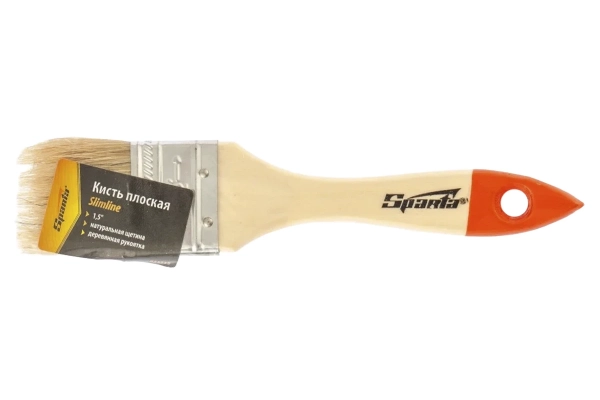 Кисть плоская Slimline 1,5" 38 мм, натуральная щетина, деревянная ручка Sparta