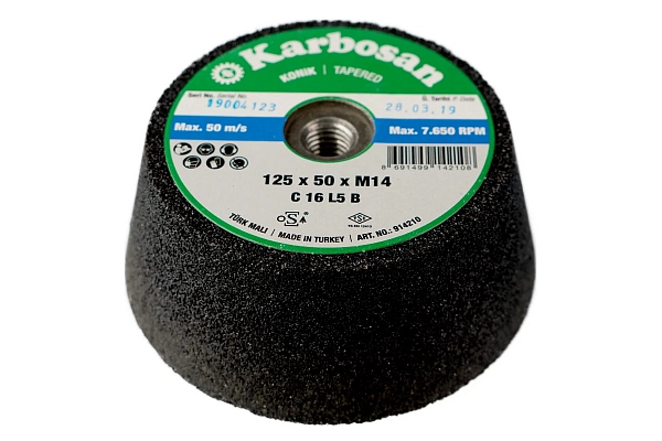 Круг шлифовальный чашечный конический Karbosan SC (125x50xM14)