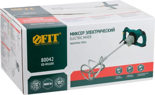 Миксер строительный сетевой М14 2 скорости металлический корпус FIT 1600 Вт