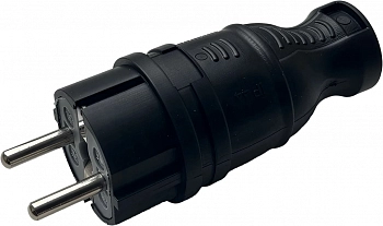 Вилка однофазная прямая каучуковая 220-250В, 16А, IP44 Samtools