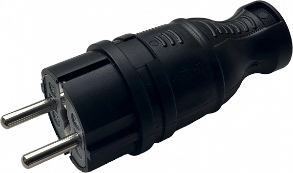 Вилка однофазная прямая каучуковая 220-250В, 16А, IP44 Samtools