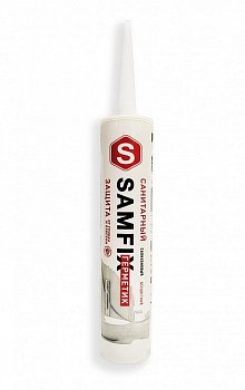 Силиконовый строительный герметик санитарный бесцветный 280 мл (325 г) Samfix