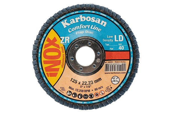 Круг лепестковый КЛТ 125х22 Р40 Karbosan Comfort Line ZR LD Flap Прямой INOX
