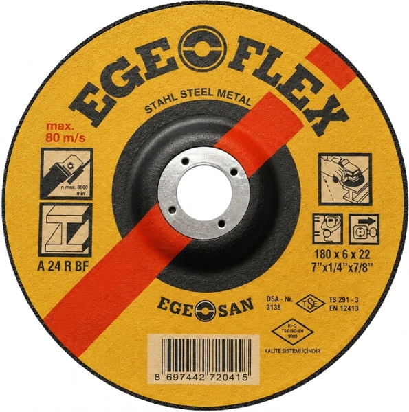 Диск шлифовальный по металлу Ege flex 180x6x22,2 мм