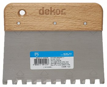 Шпатель-гребень 8х8 80x170 мм с деревянной ручкой Dekor 122