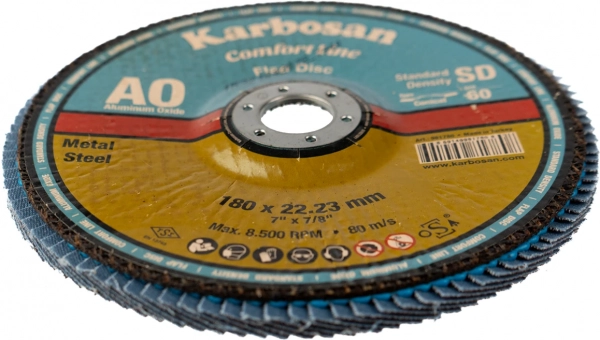 Круг лепестковый КЛТ 2 180х22 Р60 Karbosan Comfort Line AO SD Flap Конический