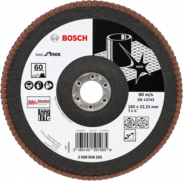 Лепестковый круг Bosch 180х22 Inox 60