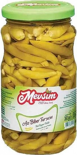 Перец острый маринованный целый длинный Mevsim 360 г