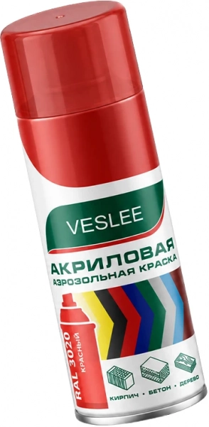 Аэрозольная эмаль универсальная красная VESLEE 520 мм RAL 3020